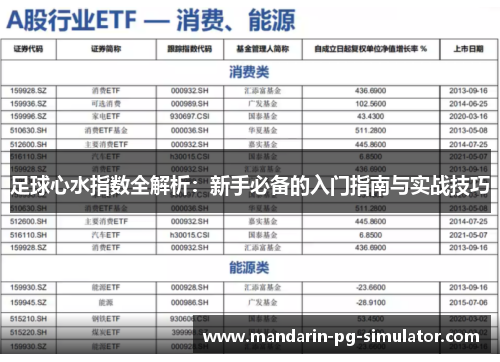 足球心水指数全解析：新手必备的入门指南与实战技巧