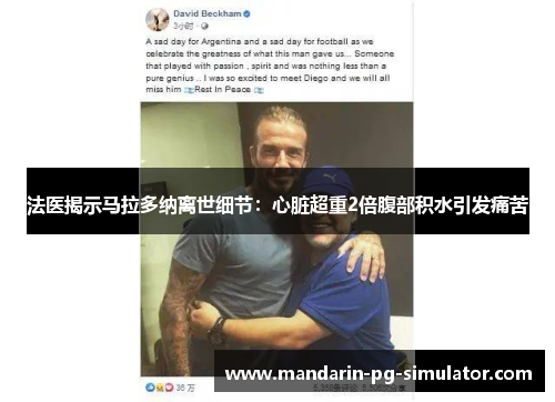 法医揭示马拉多纳离世细节：心脏超重2倍腹部积水引发痛苦